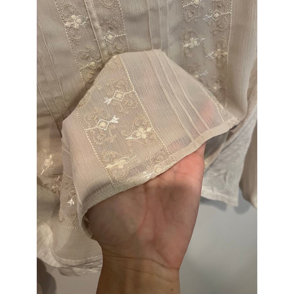 Anthropology Tink Embroidered Beige Blouse - Picture 7 of 8